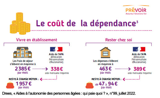 infographie sur Le coût de la dépendance, texte descriptif ci-après